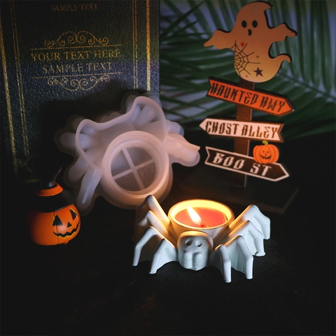 Spider Silicone Mold DIY Candle Holder Halloween Decoration Gothic Resin Casting Plaster Craft Tool Flexible