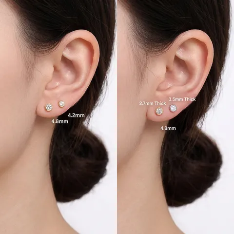 925 Sterlingsilber Rund Strass Ohrstecker Schraubverschluss Minimalistisch Zargenfassung Gold Silber Schmuck Für Damen