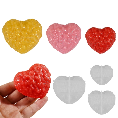 Hartvorm Bubbel Siliconen Mal 3D Bessen Textuur DIY Kaarsen Maken Hars Gieten Tool Romantische Valentijnsdag Decoratie