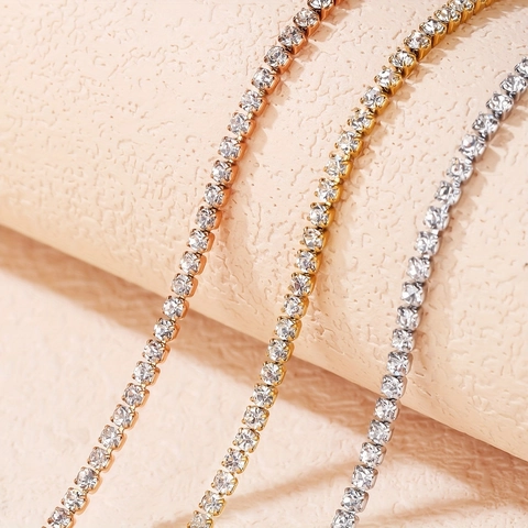 Tennis Bracelet Stainless Steel Cubic Zirconia Adjustable Elegant Daily Wear Jewelry For Women Sparkling Round CZ Claw Set