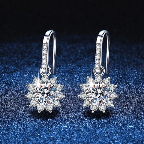 Orecchini A Goccia Girasole In Moissanite Con Perno In Argento Sterling 925 Gioielli Classici Eleganti Per Donna