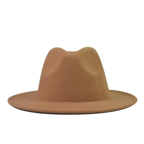 Elegant Fedora Hat Felt Wide Flat Brim Pinched Crown Solid Color Vintage Unisex Fashion Accessory Autumn Winter