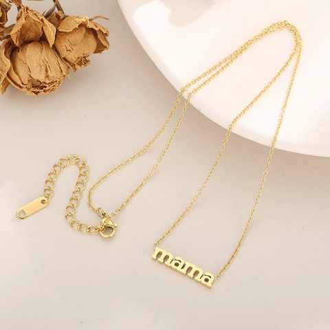 Mama Buchstaben Anhänger Halskette Edelstahl Schmuck Geschenk Für Frauen Mutter Mode Alltag
