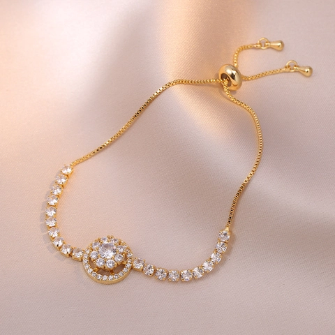 Rotierendes Zirkonia Blumen Schmuckset Edelstahl Halskette Ohrringe Ring Armband Für Damen Leichter Luxus Drehendes Geschenk