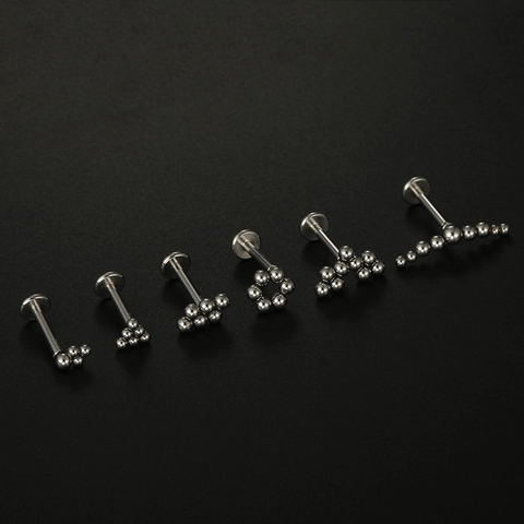 Labret Lip Ring Stud 316L Stainless Steel Internally Threaded Flat Back Round Ball Cartilage Earring Piercing Body Jewelry