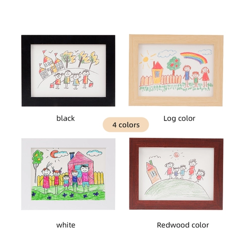 Marco De Arte Para Niños Almacenamiento De Obras De Arte Apertura Frontal Bisagra Madera Pantalla Foto Cambiable