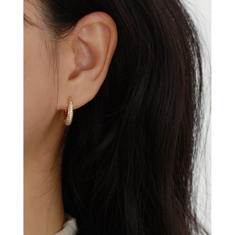 925 Sterling Zilveren Hoop Oorbellen Volledig Pave Cubic Zirconia Luxe Minimalistisch Chique Sieraden Voor Dames