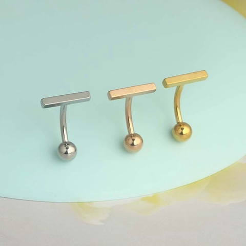 Piercing Ombelico Minimalista in Acciaio Inossidabile Geometrico Bilanciere Curvo Gioielli Piercing Ombelico Donna Oro Argento Rosa