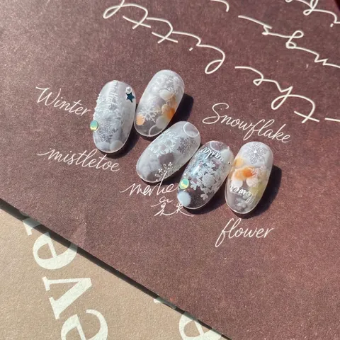 Nail Art Stickers Self Adhesive Relief Snowflake Ice Crystal Winter Christmas Manicure Decoration Decals