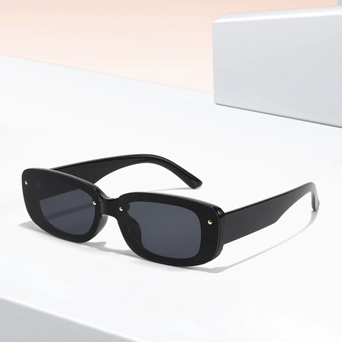 Gafas De Sol Rectangulares Retro Para Mujer Protección UV400 Montura Cuadrada PC Remaches Metálicos Moda Y2K Punk