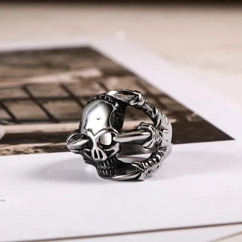 Anillo De Garra De Calavera Gótico Vintage Acero Inoxidable 316L Estilo Biker Rock Hombre