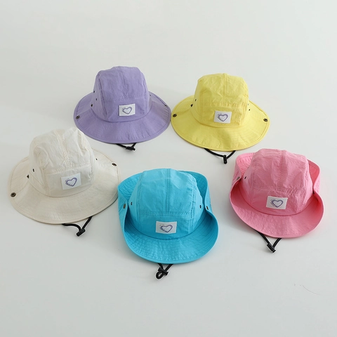 Cappello Alla Pescatora Bambini Motivo Cuore Asciugatura Rapida Protezione Solare Cappello Outdoor Con Coulisse Regolabile