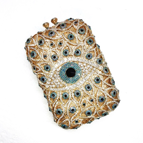 Evil Eye Kristall Abendtasche Luxus Strass Clutch Für Frauen Hochzeit Party Handtasche Mit Kette
