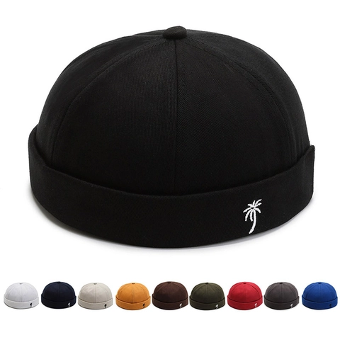 Bonnet Docker Homme Femme Miki Cap Coton Broderie Réglable Sans Bord Hip Hop Streetwear