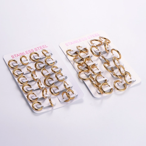 Orecchini A Cerchio Rotondi Minimalisti Da Donna Acciaio Inossidabile 316L Placcato Oro 18K Strass Gioielli Di Moda