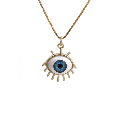 Bohemian Copper Zirconia Evil Eye Pendant Necklace For Women Gold Box Chain Religious Enamel Eye Charm Fashion Jewelry