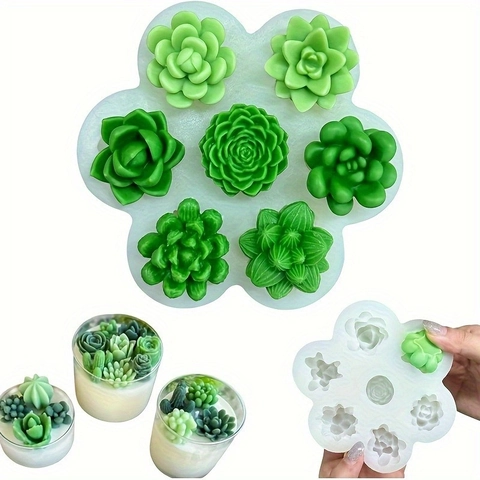 Stampo In Silicone Fiori Succulente Per Candele Fai Da Te Gesso Cioccolato Torta Strumento Da Forno Resistente Al Calore
