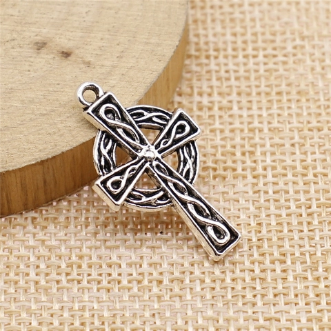 Celtic Cross Pendant Antique Silver Alloy Charm For Jewelry Making DIY Retro Religious Accessory