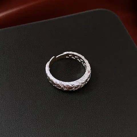 Vintage Woven Twist Open Adjustable Silver Tone Ring Copper With Zircon Elegant Minimalist Fashion Jewelry Gift For Women