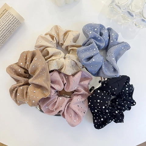 Scrunchies In Satin Oversize Con Strass Elastici Per Capelli Eleganti Supporti Per Coda Di Cavallo Luccicanti Per Donne Ragazze Accessori