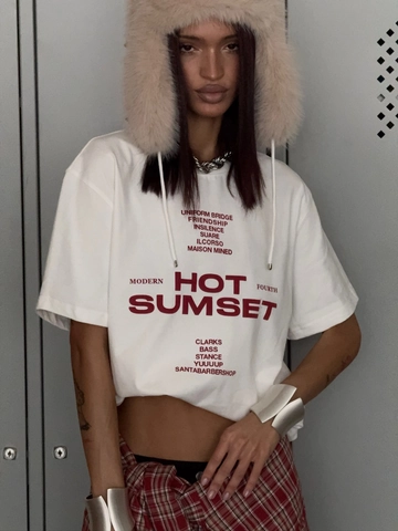 T-Shirt Da Donna In Cotone A Maniche Corte Con Stampa Lettere Vestibilità Ampia Stile Streetwear Americano Top Bianco