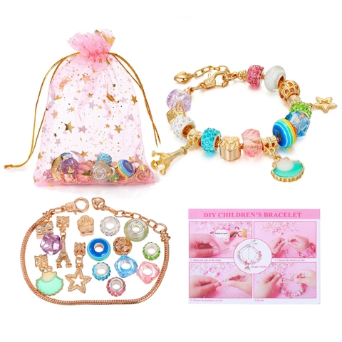 DIY Charm Armband Basteln Legierung Acryl Glasperlen Anhänger Cartoon Stil Schmuck Für Mädchen Kinder Kreatives Geschenk