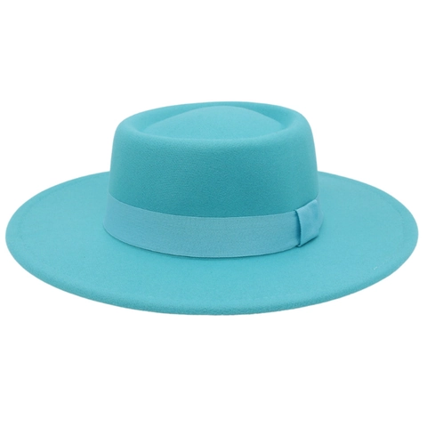 Flat Top Boater Hat Wide Brim Cotton Polyester Felt Fedora With Matching Ribbon Retro Fashion Elegant For Men Women