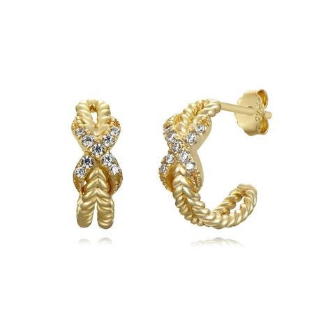 Orecchini A Lobo Intrecciati Geometrici Zircone Rame Gioielli Con 925 Sterling Silver Earring Post Per Donna Alla Moda
