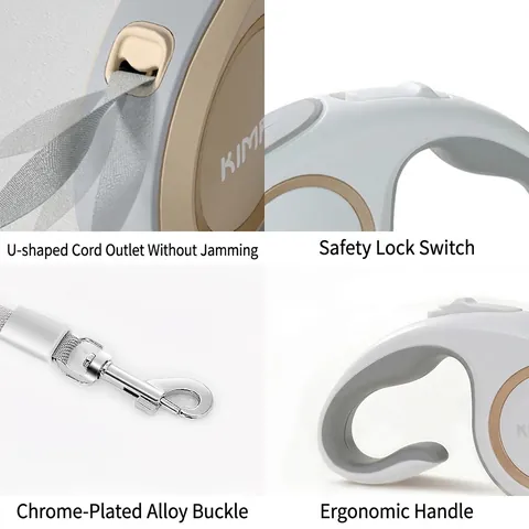 Correa Retráctil Automática Para Mascotas ABS Nylon Bloqueo De Un Botón Mango Ergonómico Cuerda Portátil