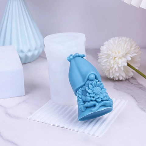 Gnome Silicone Mold Sunflower Dwarf Flexible DIY Candle Soap Resin Craft Tool Christmas Decorative