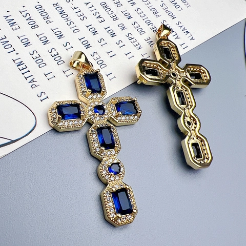 Pendente A Croce Collana In Rame Zircone Gioielli Placcato Oro 18K Religioso Moda Geometrica Ciondolo Per Donne