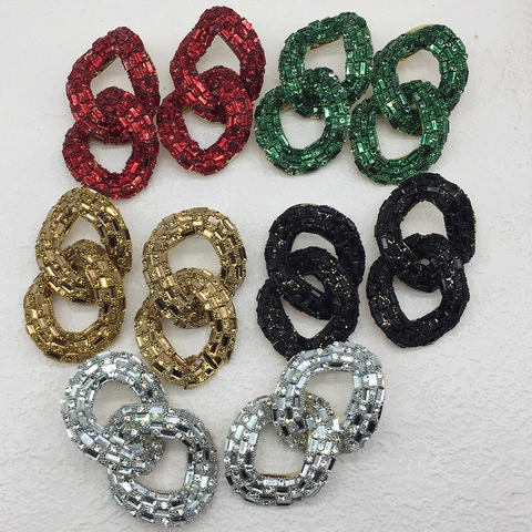 Statement Stud Earrings For Women With Alloy Rhinestone And Stainless Steel Earring Post Geometric Link Party Fashion