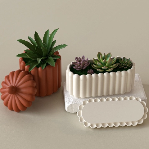 Striped Storage Box Silicone Mold For DIY Resin Casting Round Oval Candle Jar With Lid Handmade Gypsum Flower Pot Tool