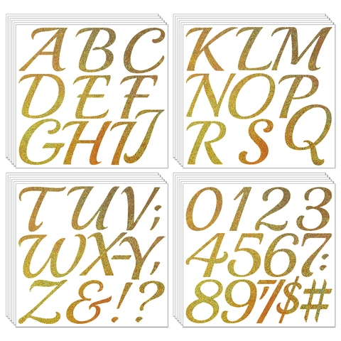 Grandi Adesivi Lettere E Numeri Con Glitter Oro Vinile Impermeabile Per DIY Cartello Benvenuto Matrimonio Cassetta Postale Festa