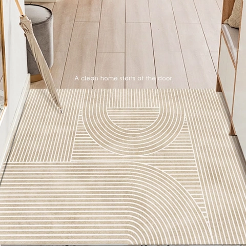 Modern Geometric Entrance Door Mat PVC Waterproof Wipeable Anti-Slip Floor Rug For Entryway Hallway Kitchen