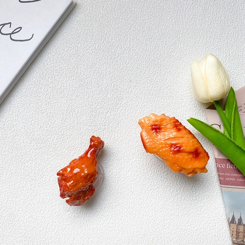 Realistic Food Simulation Roasted Chicken Leg Wing Retractable Phone Grip Stand Creative Plastic Funny Mobile Phone Holder