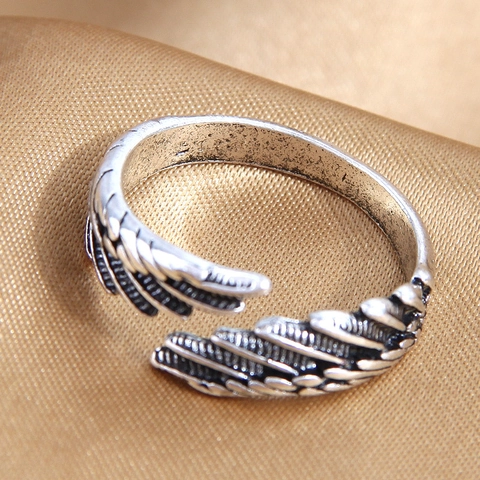 Vintage Gothic Open Rings For Men Women Adjustable Alloy Punk Skull Dragon Feather Owl Wing Jewelry Accessory Gift