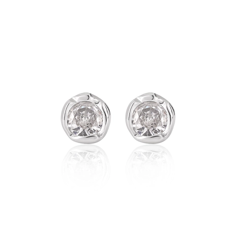 Minimalist 925 Sterling Silver Irregular Geometric Circle Stud Earrings For Women Sparkling Rhinestone Inlaid Ear Jewelry