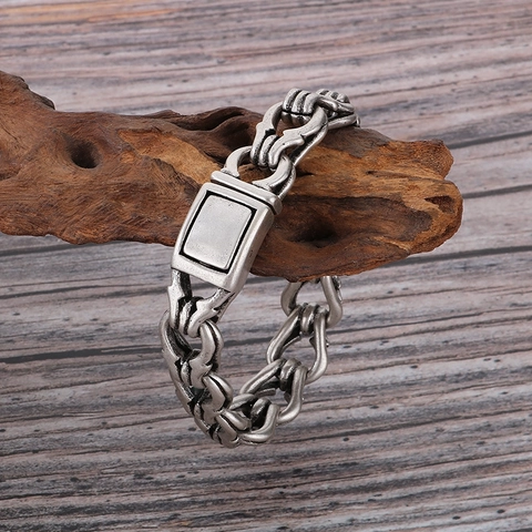 Bracciale Da Uomo In Acciaio Inossidabile Catena A Maglia Grossa Vintage Distressed Industrial Gothic Punk Retro