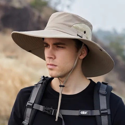 Sombrero Pescador De Exterior Ala Ancha Secado Rápido Protección Solar Transpirable Malla Senderismo Pesca Hombre Mujer