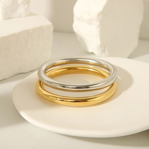 Minimalistische Roestvrijstalen Armband Voor Dames 18K Verguld Ovaal Holle Buis Gepolijst Metaal Armband Trendy Sieraden Cadeau