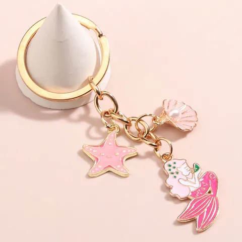 Portachiavi Oceano Stella Marina Conchiglia Lega Smalto Perla Artificial D'Imitazione Creatura Marina Ciondolo Per Borsa Per Donne Ragazze