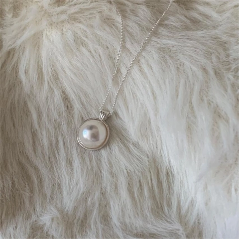 925 Sterling Silver Artificial Pearl Pendant Necklace Minimalist Elegant Clavicle Chain Jewelry For Women Daily Accessory