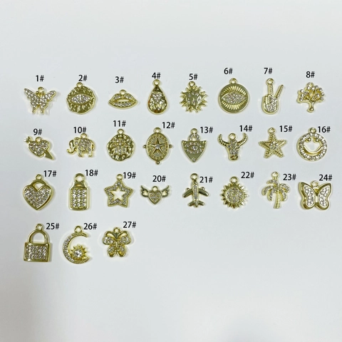 Legierung Strass Anhänger Vergoldet DIY Schmuckherstellung Schmetterling Böser Blick Stern Mond Für Halsketten