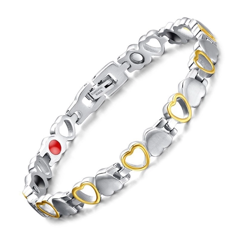 Heart Shaped Magnetic Therapy Bracelet Stainless Steel Healthcare Bio Energy Jewelry For Men And Women