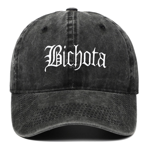 Bichota Embroidered Baseball Cap Washed Cotton Distressed Retro Gothic Letter Hat For Outdoor Sports Adjustable