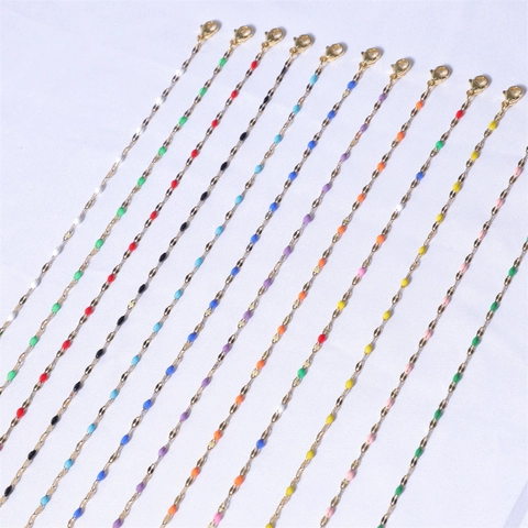 Collana Minimalista In Acciaio Inossidabile Con Perline Di Smalto Colorate Catena A Labbro Moda Sottile Per Donna