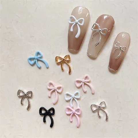 Dijes Para Uñas Con Lazo Decoraciones De Arte De Uñas Aleación Resina Estereoscópica Colorida Estilo Japonés Accesorios Manicura