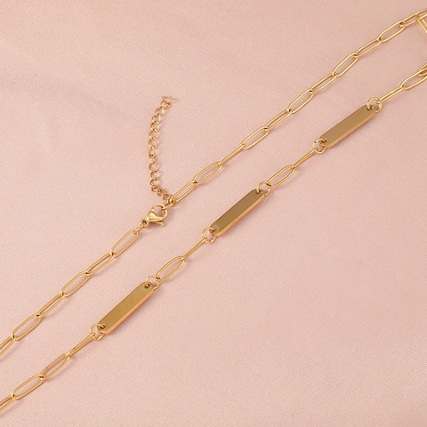 Minimalist Vertical Bar Pendant Necklace Stainless Steel Paperclip Link Chain Geometric Jewelry Trendy Accessory For Women