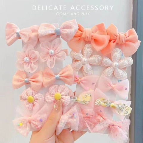 Cute Flower Bow Knot Hair Clips For Girls Lace Mesh Fabric Hairpins With Faux Artificial Pearls Sweet Korean Style Toddler Headwear
